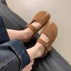 Soft leather version~ retro Boken shoes women wear platform bag head half slippers one-word buckle casual lazy Muller slippers
