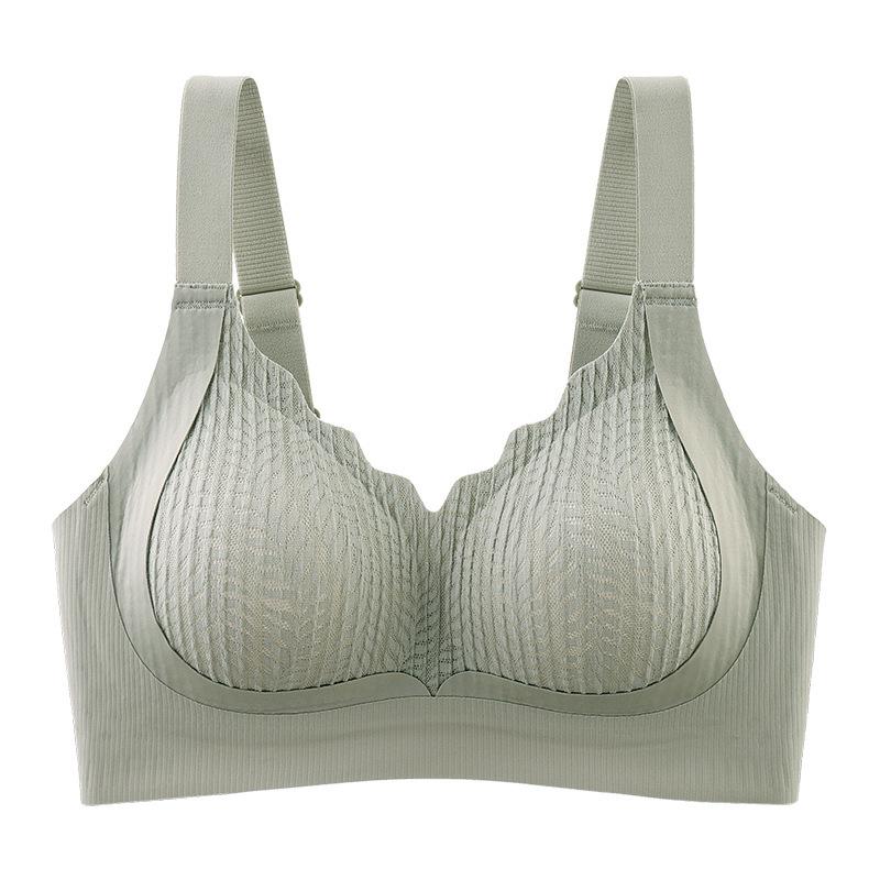 Women Seamless No Steel Ring Fixed Integrated Cup Gathered Push Up Bra
