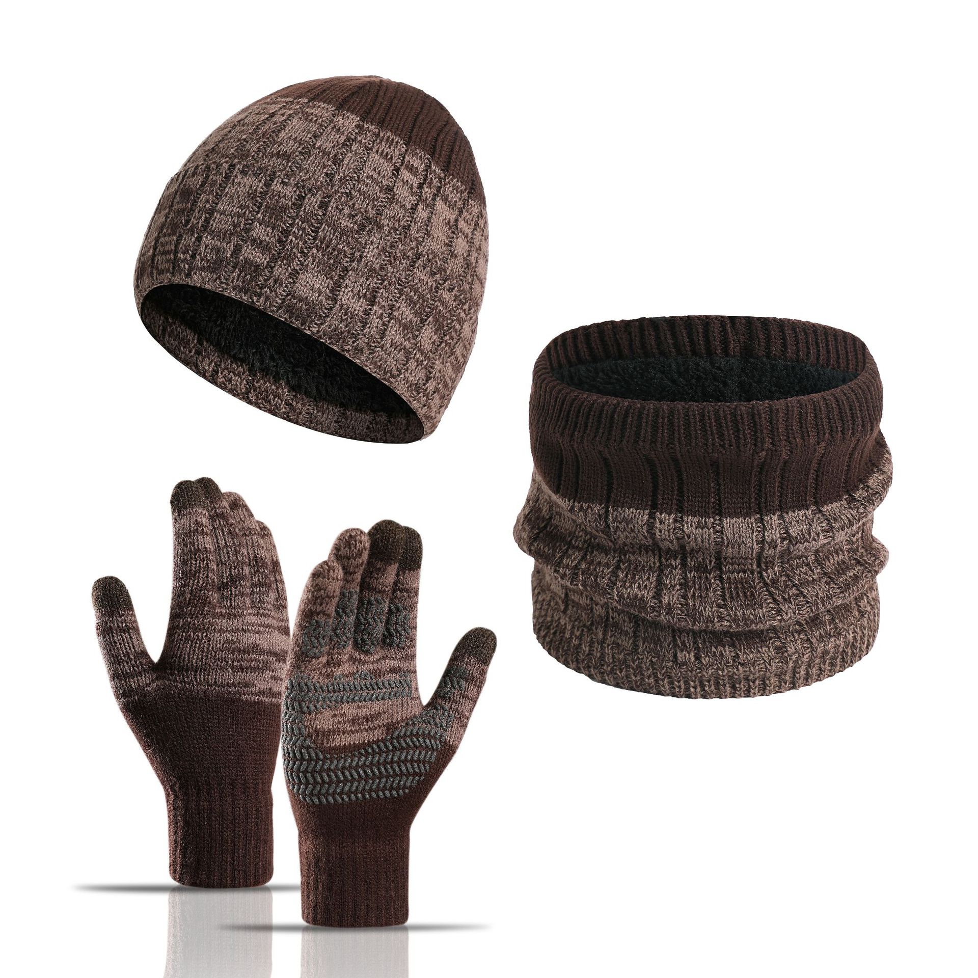 

Outdoor Travel Insulation Thickened Woolen Hat Warm Set New Men s and Women s Hat Scarf Gloves Three-piece Gift Set хакі