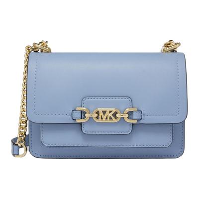 Michael Kors MK Heather Einfarbig Frische Kette Riemen Knopf Klappe Verschluss Leder Schulter Crossbody Tasche Damen Umhängetasche 32S2G7HC0L-FRENCHBLUE