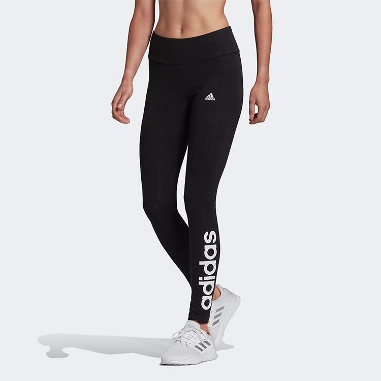 Adidas Linear Logo Print Tights Women Bottoms Black GL0633