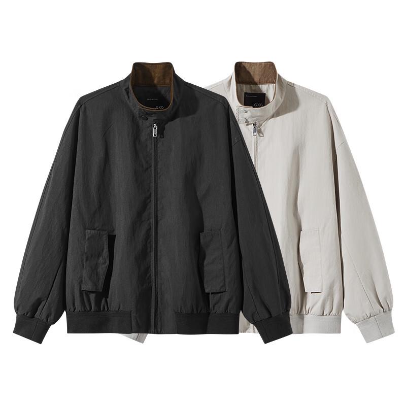 GXG Men's 2025 Autumn Two-Tone Stand Collar Casual Top