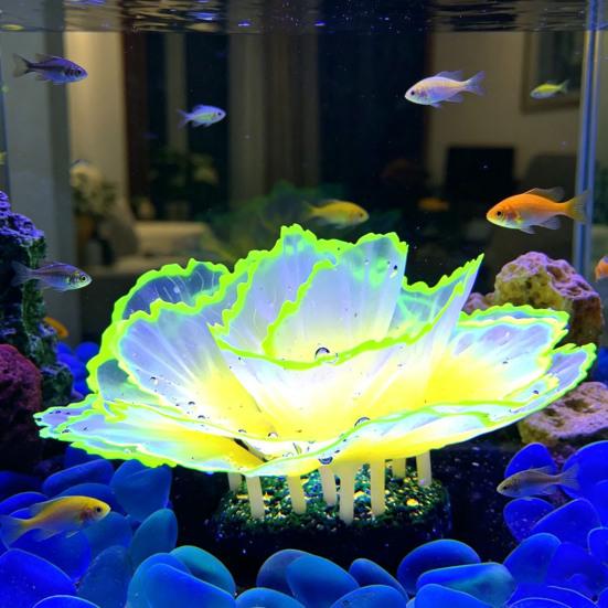Aquarium Artificial Coral Silicone Coral Figurine Fish Tank Decor Glow-in-The-Dark Faux Coral with Suction Cup Underwater Landscape for Betta Fish