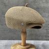 British Retro Knitted Breathable Pleated Thin Beret Female Pumpkin Bud Hat Spring Summer Hat Literary Painter Hat
