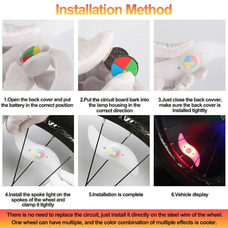 Colorful Bicycle Wheel Spoke Lights, Waterproof LED Tire Flash Lights, Safety Warning Lamp for MTB & Balance Bike Cycling