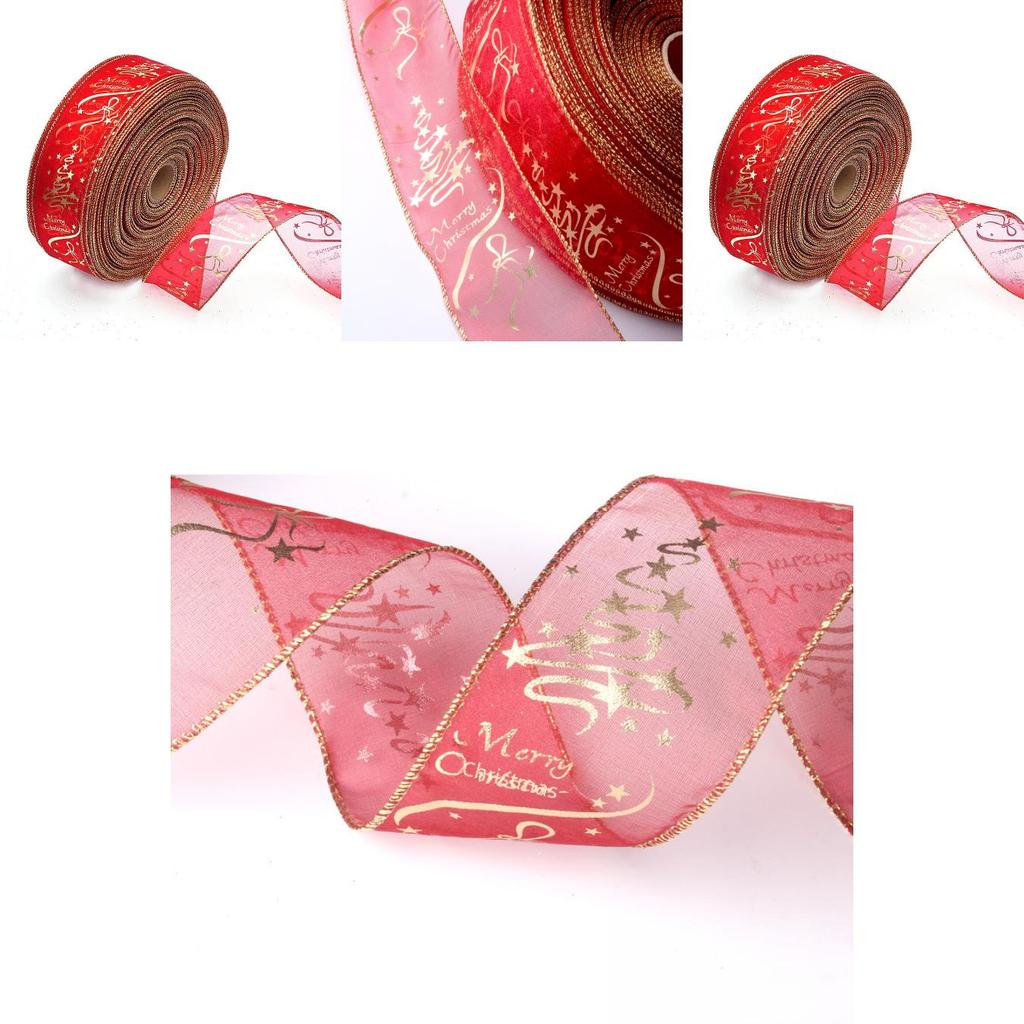 Charming Red 6.3x200cm Christmas Tree Decoration Ribbon For Stylish Gift Wrapping
