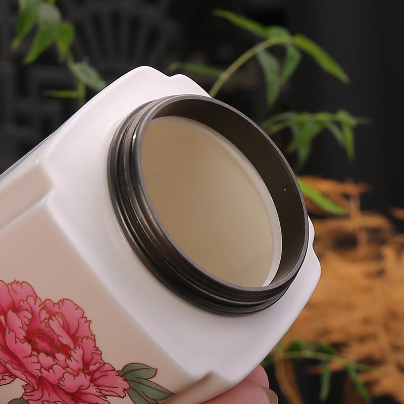 Ceramic Tea Caddy Flower Portable Candy Box Metal Lid Home Seal Coffee Beans Nut Medicinal Herbs Storage Jar Food Container New