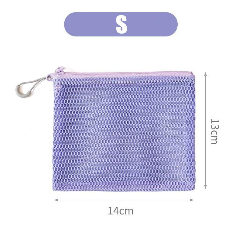 Bunte Netztasche mit doppeltem Reißverschluss, doppellagiges tragbares Münzfach, quadratisches Netz-Münzfach, Reiseaufbewahrungs-Tragetasche