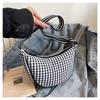 Retro plaid dumpling bag women's new versatile canvas shoulder messenger bag casual portable commuter small satchel