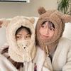 Winter Warm Bear Fleece Hood Neck Warmer Hat Muffler
