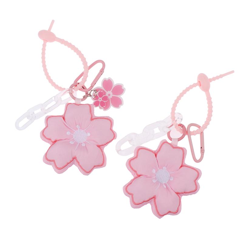 Pink Cherry Blossom Key Chain Fabric Sakura Pendant Cute Flower Key Ring Backpack Charms Car Decoration Bag Accessories