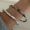 100% Solid 925 Sterling Silver Retro Bracelet for Women Men Vintage Handmade Narrow Leaf Pattern Simple Bracelet Birthday Gift