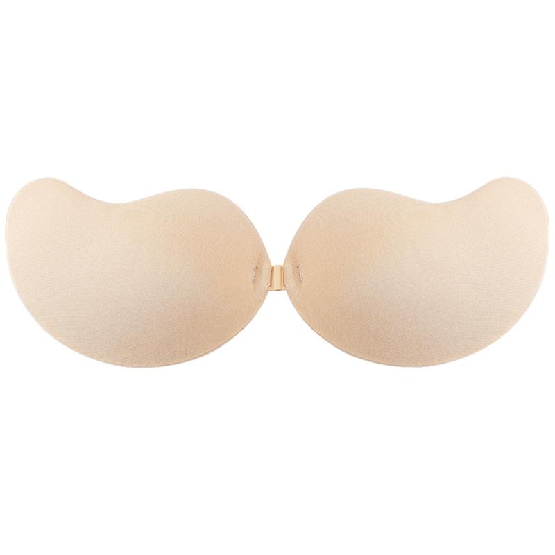 Unsichtbarer Push-Up-BH, rückenfrei, trägerloser BH, nahtloser Frontverschluss, Bralette-Unterwäsche, für Damen, selbstklebend, Silikon, klebrig D beige