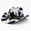 New Cow Pattern Western Cowboy Hat Fashion Trend Top Hat Autumn and Winter Women's Party Performance Jazz
