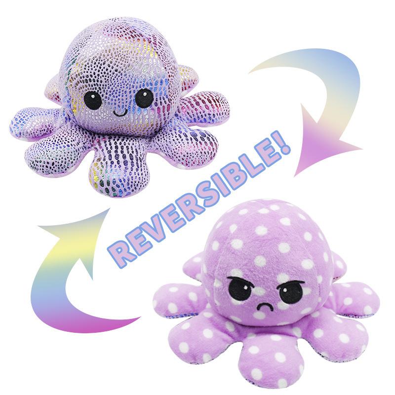 Reversible Flip Stuffed Octopus Plush  Doll Soft Simulation Reversible Plush Toy Double-sided Color