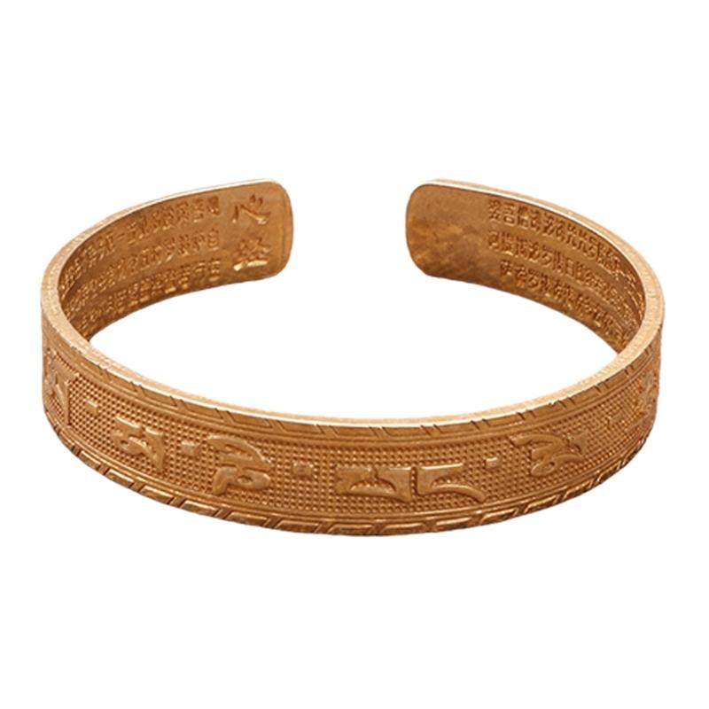 Klassisches tibetisches Kupferarmband Handbemalt mit heiligen buddhistischen Mantras Verstellbar Öffnbar für Glück