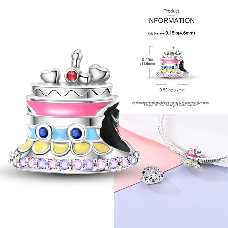 

New Copper Delicious Food Cake Bread Charms Fit Original Bracelet&Bangle Diy Beads For Women Birthday Jewelry Gift