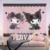 Tapiz Bohemio Kuromi  Decoración de Personajes Sanrio para Sala de Estar y Dormitorio Tela de Fondo Animada