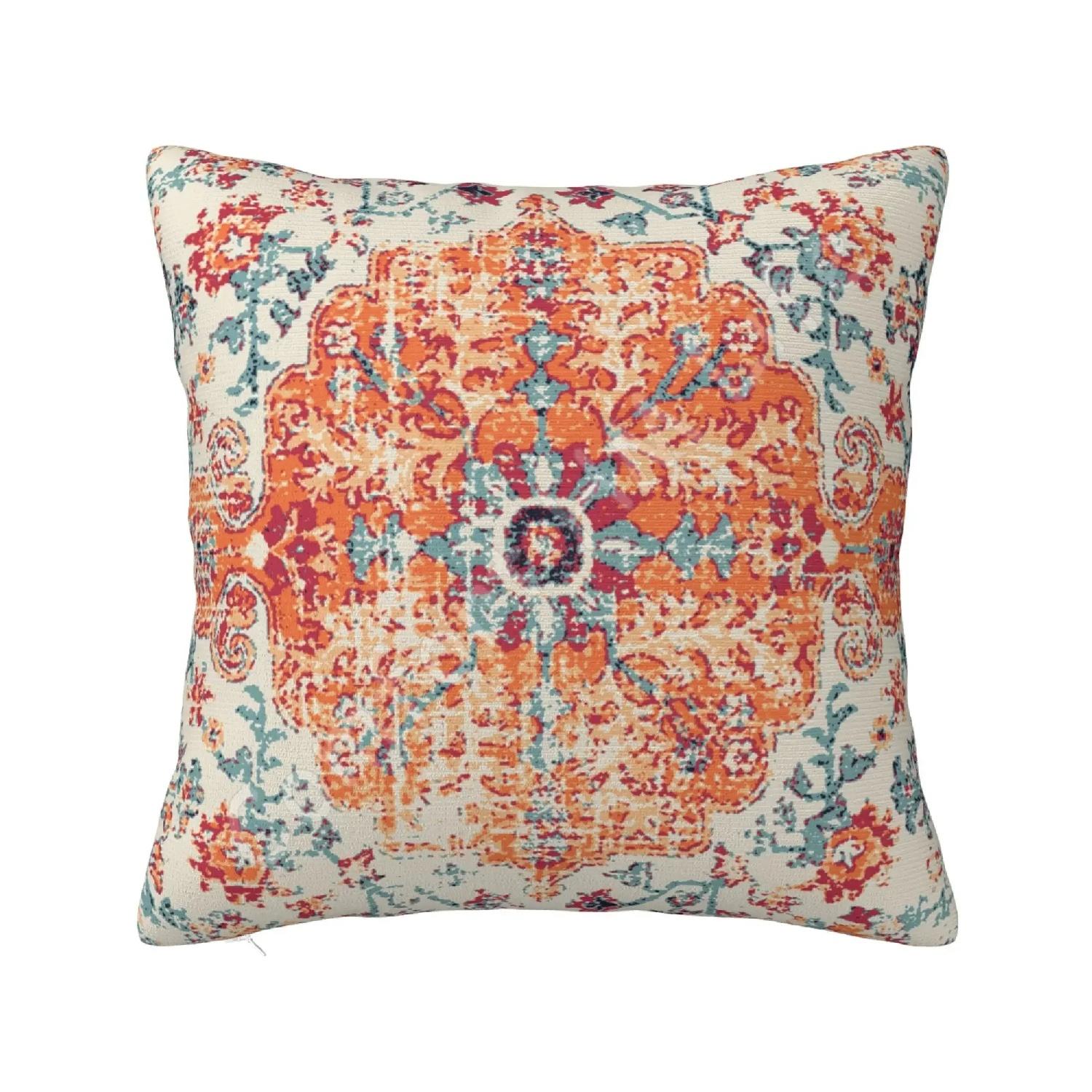 

Aztec Terracotta Boho Square Pillowcase Inch Vintage Persian Rust Retro Carpet Decorative Throw Pillow for Couch BedBoho, 66x66cm