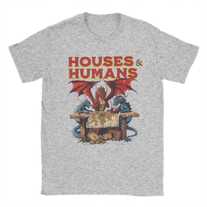 Popular Houses and Humans Retro 90s T-Shirts Men 100%Cotton T-Shirts Dungeon Dragon DnD New Short Cotton Best Selling Round Neck