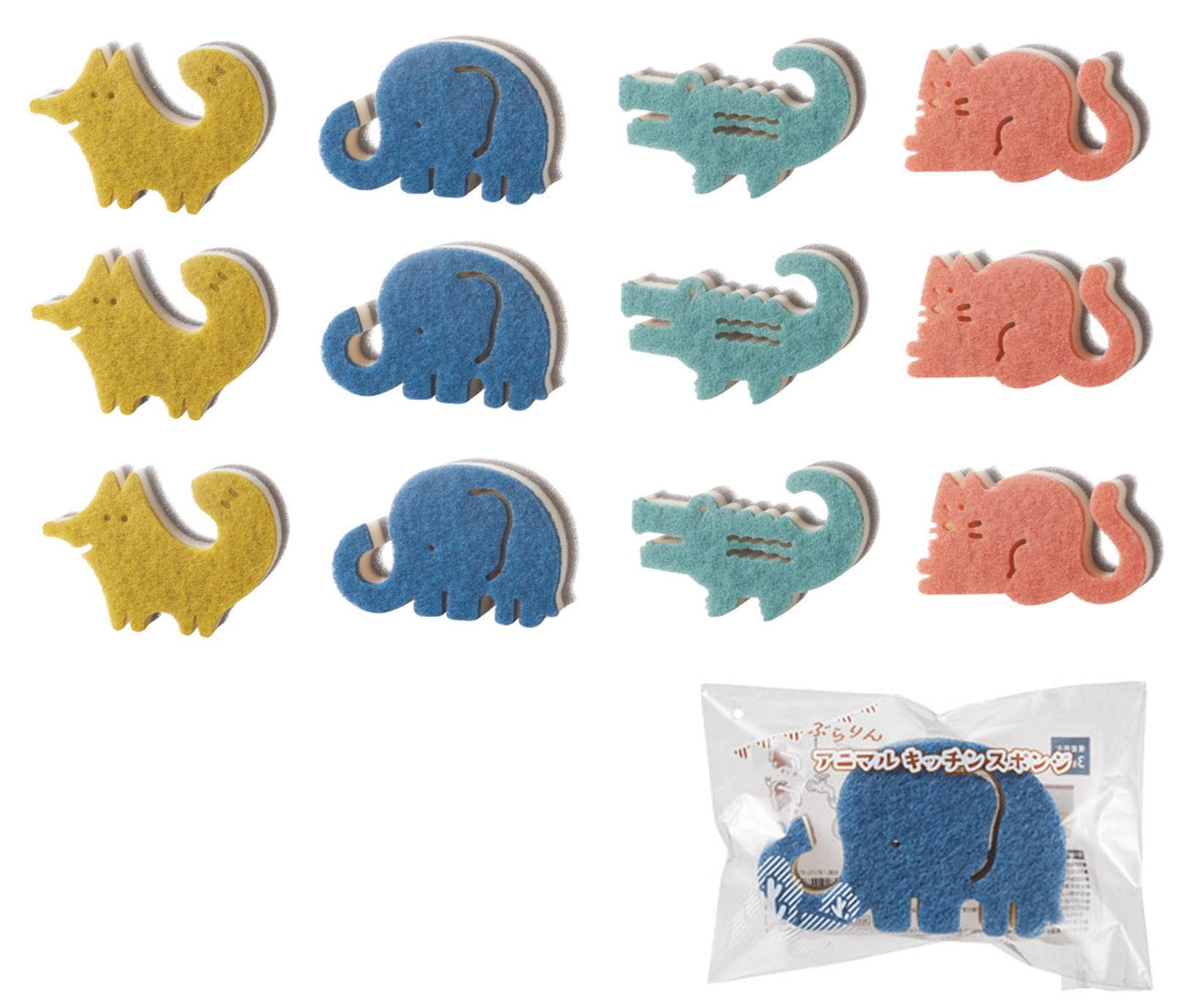 

Губки для кухни с животными Милый набор губок с животными с наклейками «Спасибо» Подвесьте их на кран для милого хранения 3 3 3 3 кошки Всего 12 штук в индивидуальной упаковке