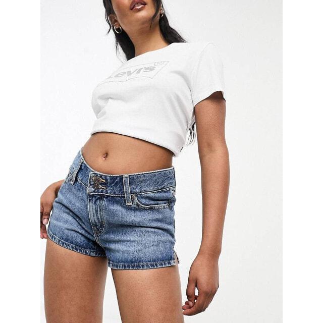 

Голубые короткие джинсовые шорты Levi s Super Low