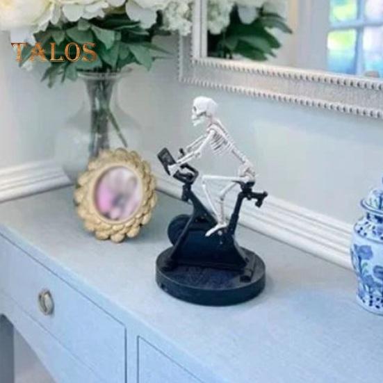 Rotoped Animatronic Skeleton Figurka Halloween Pryskyřice Cyklistika Fitness Kolo Lebka Socha Socha Domácí Kancelář Dekorace Na Stolní Ornament