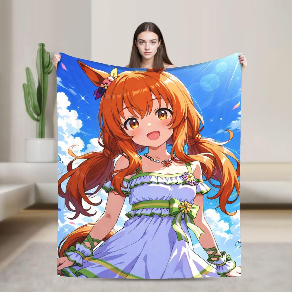 Umamusume Pretty Derby Mejiro Blanket Fleece Autumn/Winter Portable Lightweight Throw Blanket for Bed Bedroom Rug Piece