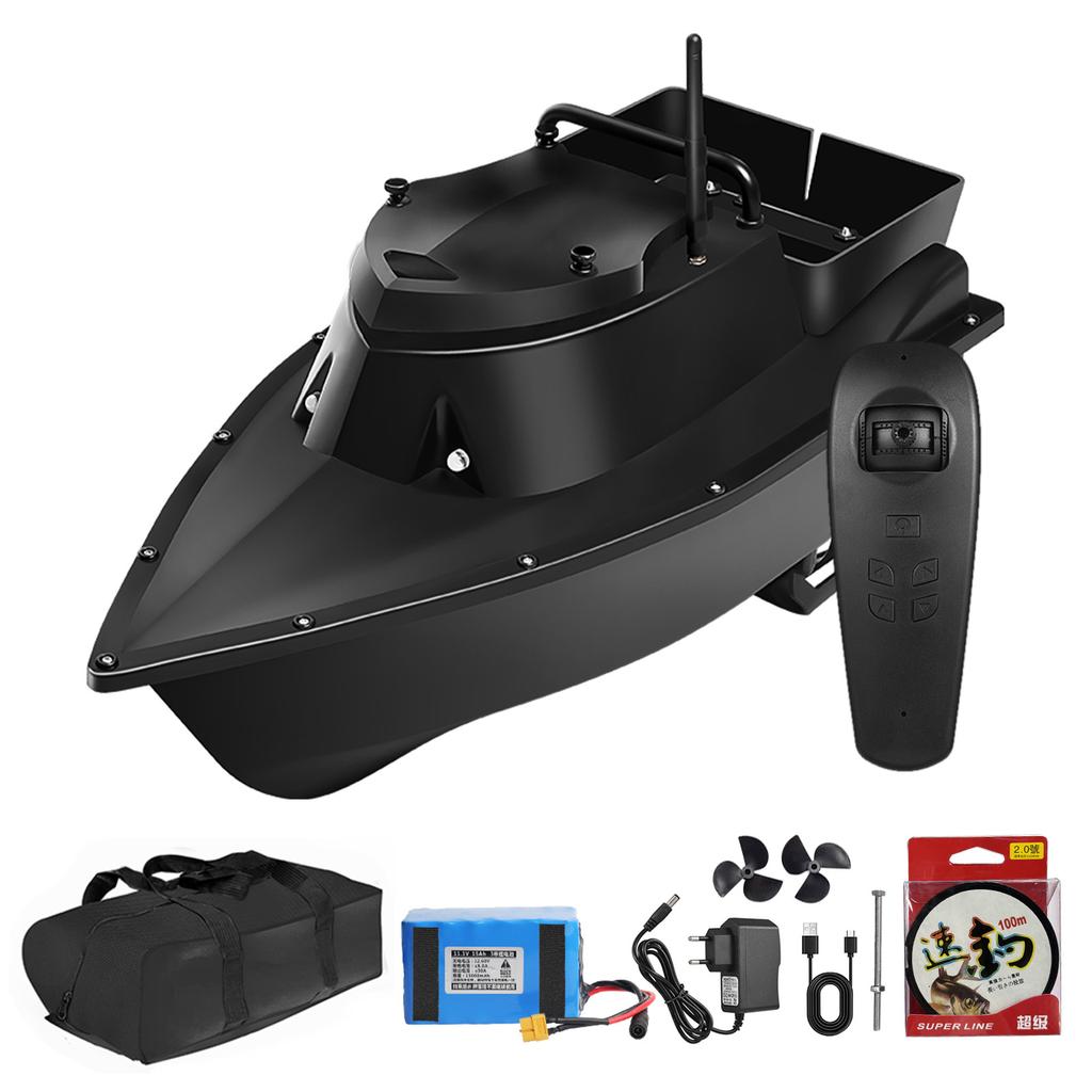 RC Bait Boat for Fishing 500m Range 12V 15000mAh Auto Reset 5 Level Windproof Fish Finder Rc Bait Boat Black
