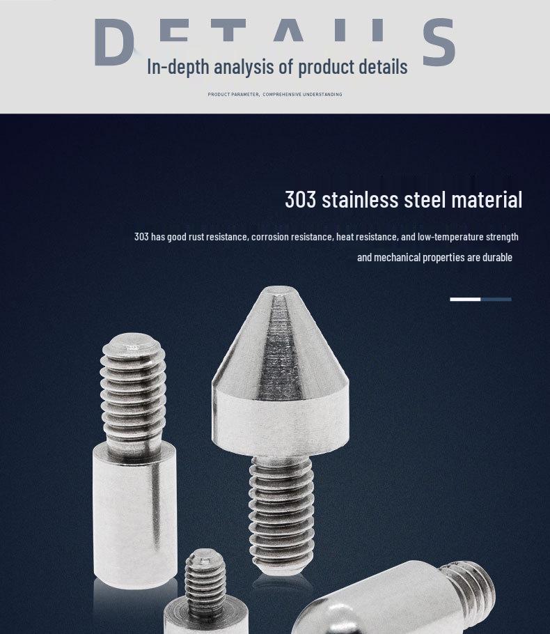 Stainless Steel External Thread Dowel Pin with Tapered/Round/Flat Head, Locating Column M3/M4/M5/M6
