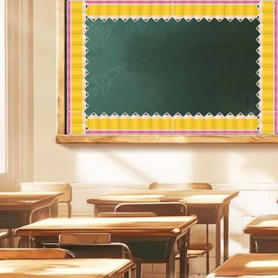 59Ft Pencils Bulletin Board Borders Pencil Paper Die-Cut Rolled Border Trim Back To School Bulletin Board Decor for Wall Window Door Classroom Decor