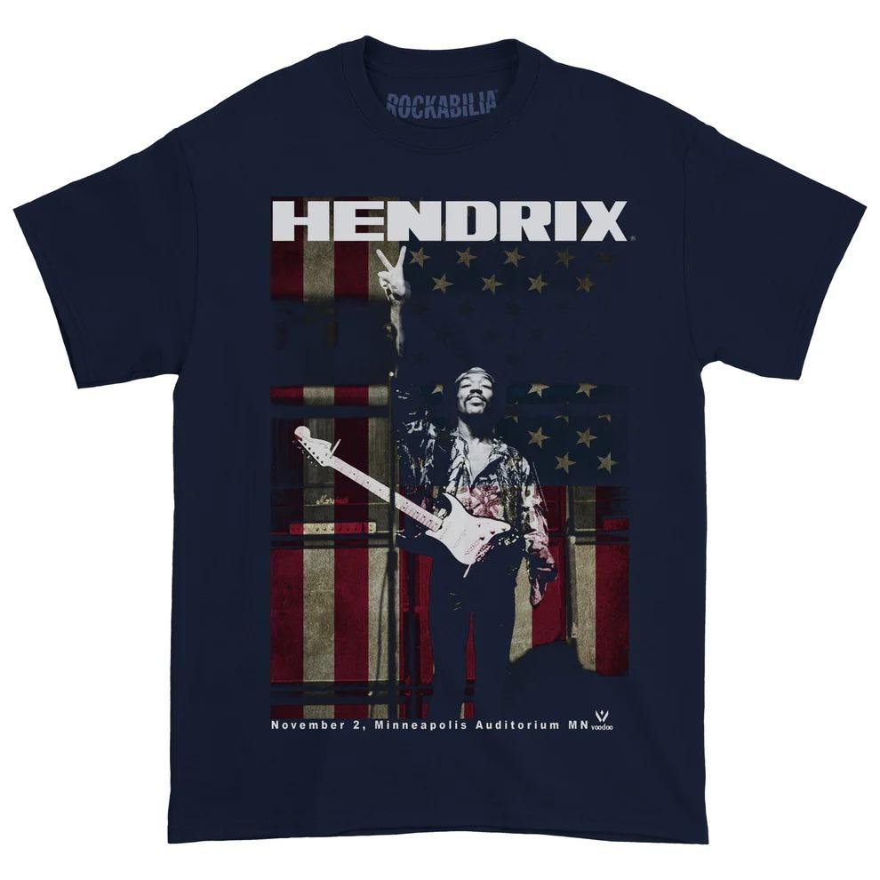 Singer Jimi Hendrix 100Cotton Men Tshirt Minneapolis Auditorium Album Graphic Women Unisex Hip Hop Y2k Fashion Shirt S