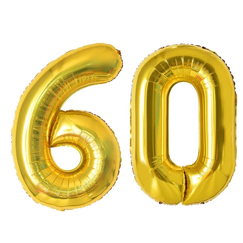 2pcs 40 Inch Number Figure Foil Balloon16 18 20 21 25 30 35 40 Years Adult Old Birthday Party Anniversary Decoration Air Balloon