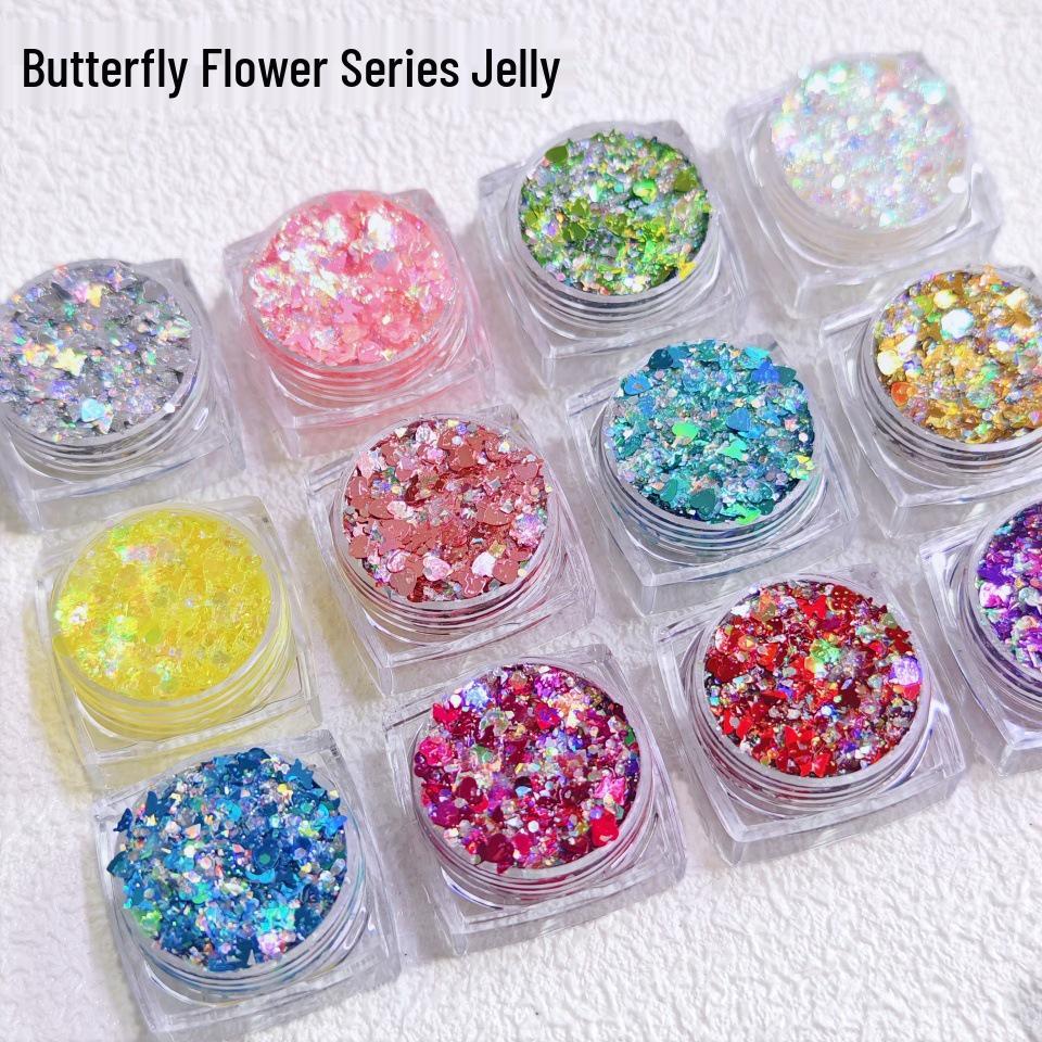 12-Color Iridescent Butterfly Heart Glitter Gel Set