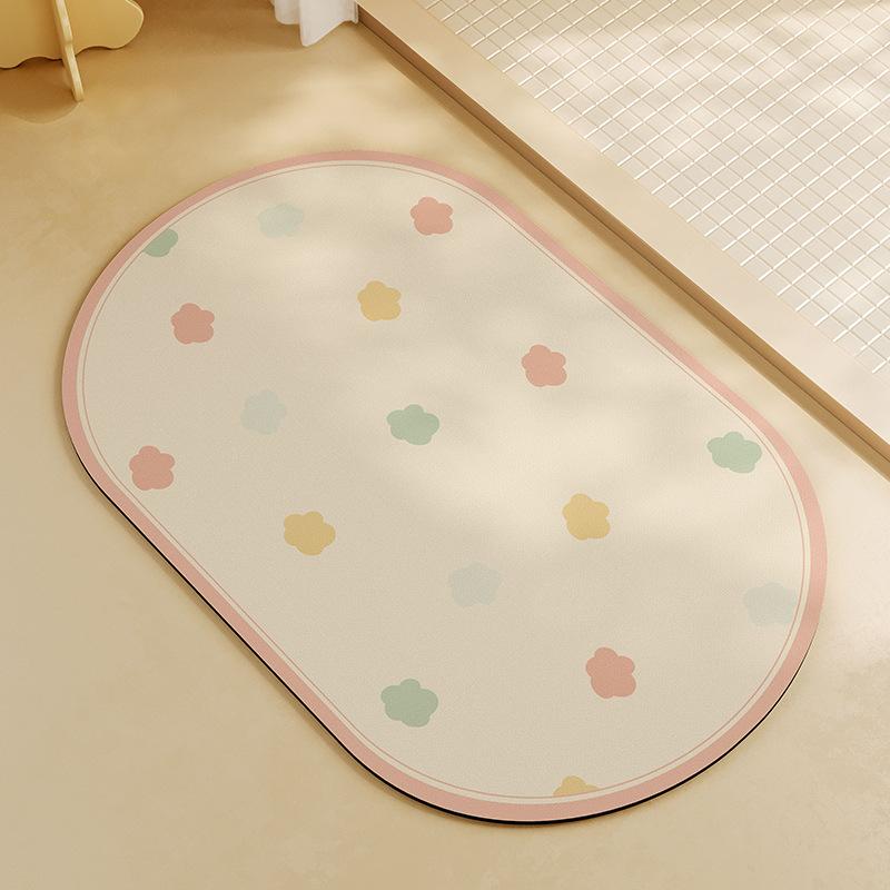 Creamy Air Bathroom Diatom Mud Water Absorption Floor Mat Bathroom Door Entrance High-quality Quick-drying Anti-slip Foot Mat Entry Door Mat