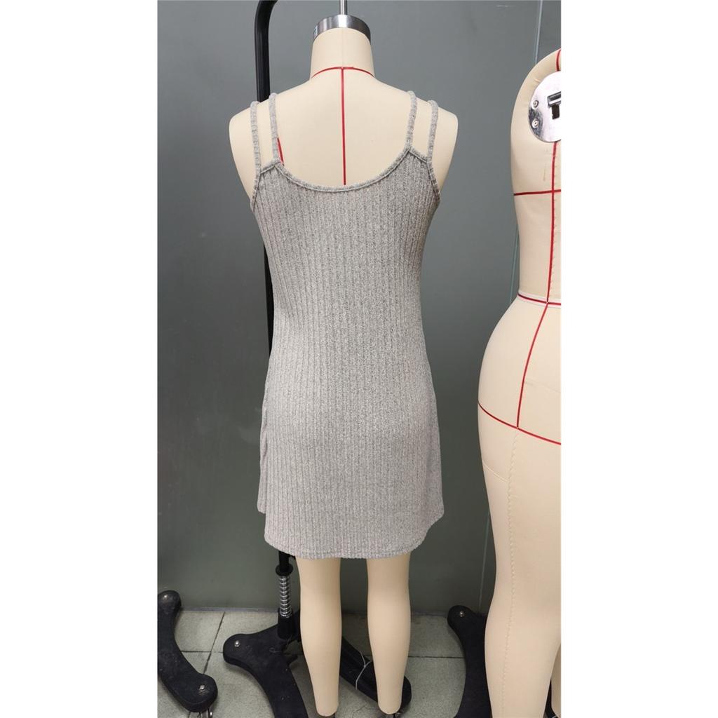Women's Solid Color Casual Plus Size Suspender Vest Dress Clothes Sale
