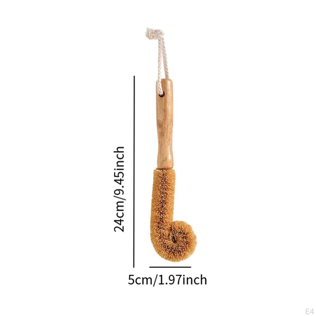 Coconut Fibers Brush Bottle Scrubber Multifunctional Handheld Portable Cup Cleaner with Wooden