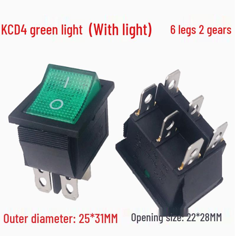 KCD4 Rocker Switch: 16A, 250V, 4/6 Pins, 2/3 Positions, with Lighted Reset Button
