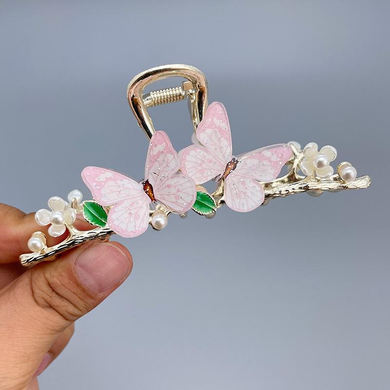 Stilig Fresh Temperament Oil Drop Floral Metal Shark Hair Clip