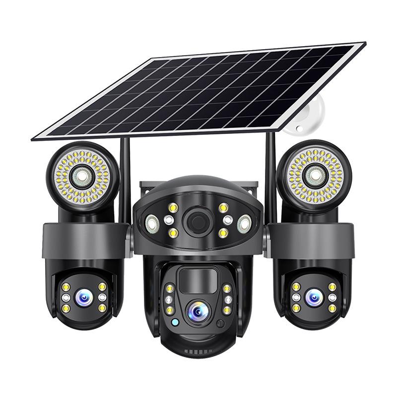 V380Pro Solar-Powered 4G WiFi Camera with Triple Lens and Screen for Rural Courtyards