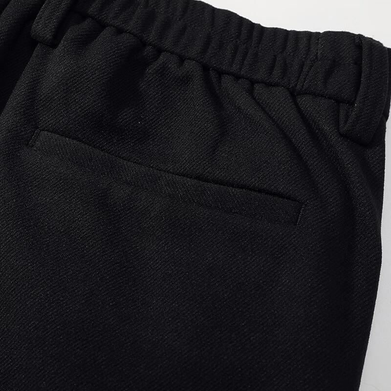 FAPAI Men's Half Elastic Waist Faux Wool Casual Pants