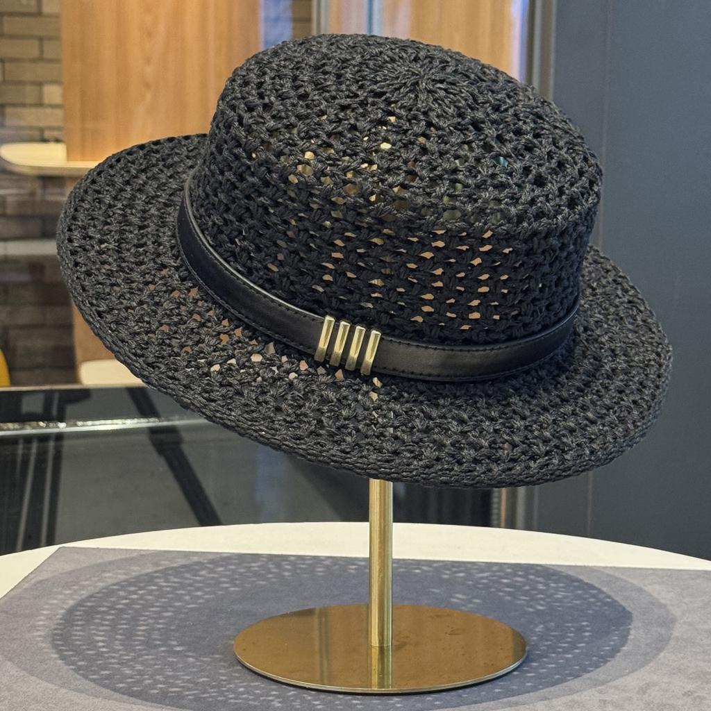 Women's Summer Straw Woven Flat Top Hat Seaside Vacation Outdoor Sun Protection Sunshade Hat