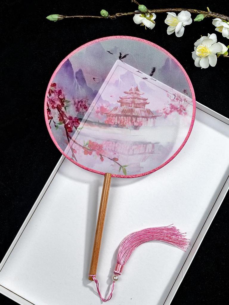 Translucent Ancient Style Round Dance Fan for Hanfu Costumes - Women's Classical Chinese Craft Fan