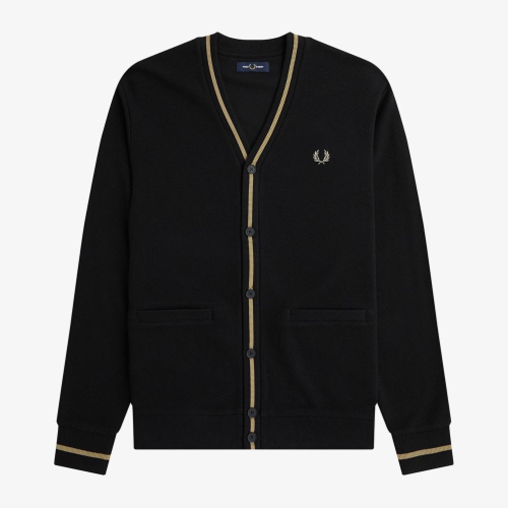 Fred Perry [sharp] Tip Pique Texture Cardigan   Black Warmstone Afpm2412654 U78