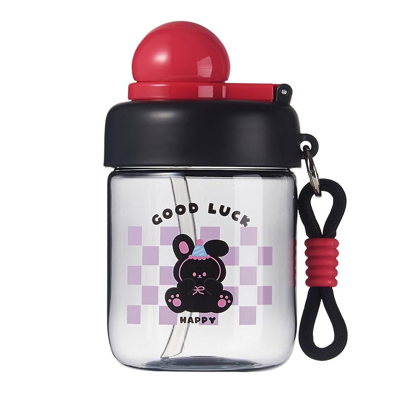 Cartoon water cup, children's drop-proof portable cup, men's and women's portable cups, student cute plastic cups with handles