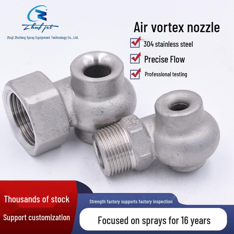 Stainless Steel High Flow Vortex Atomizing Spiral Nozzle with Hollow Cone and Threaded Spray.
