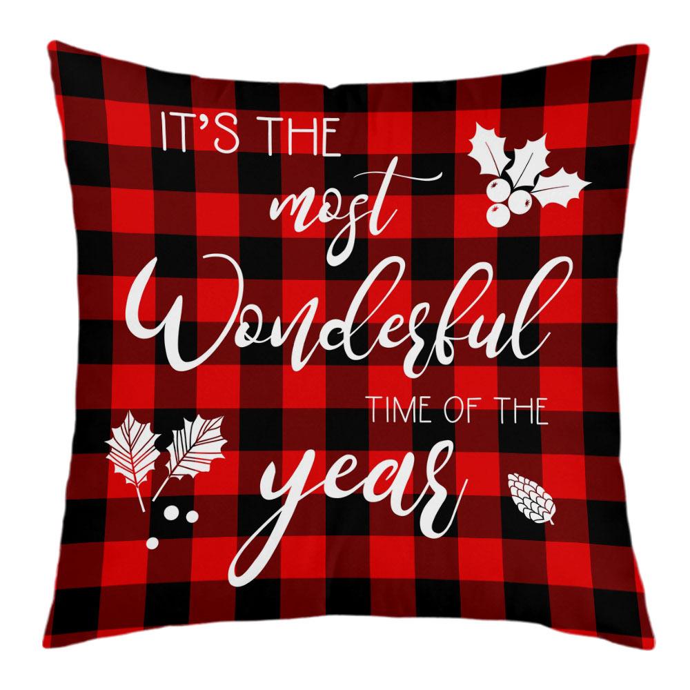 New Christmas Short Plush Pillow Cover Peach Skin Digital Printing Cushion Cover Christmas Snowman Pattern