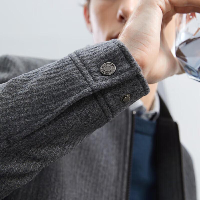 Qipai Herren Woll-Baseballjacke mit Streifenstruktur