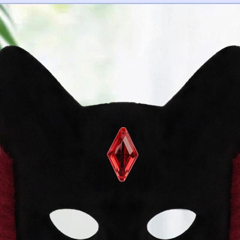 Animal Foxes Wolf Mask Halloween Party Cosplay Costumes Props Plush Cats Half Face Mask Masquerades Mask for Carnivals