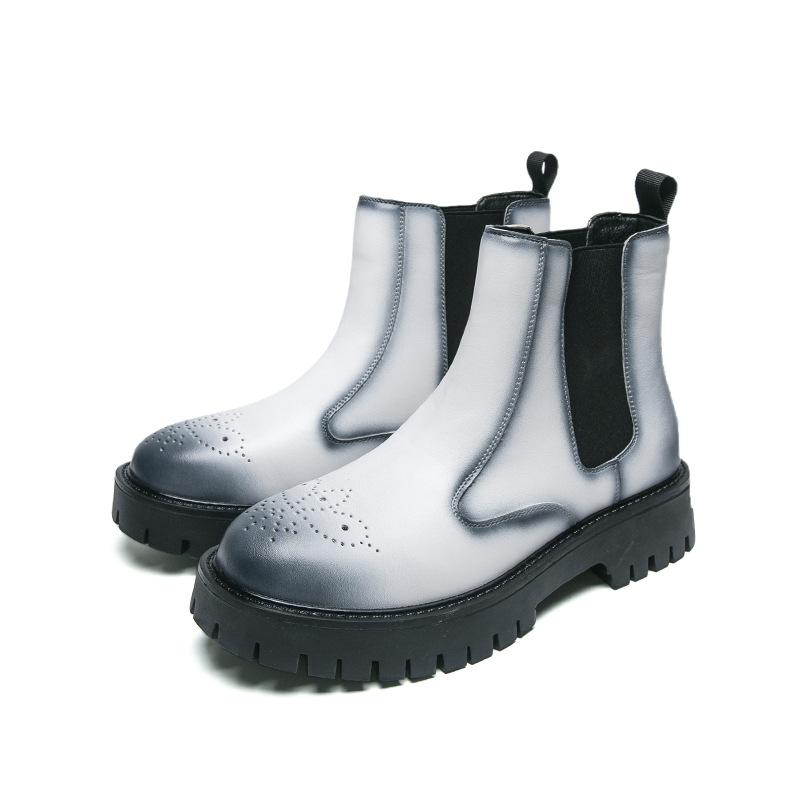 

Мужские кожаные ботинки 46 большого размера осень и зима новые гравированные Брок короткие ботинки британский стиль челси ботинки мартинсы 46